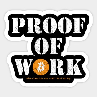 Proof of Work Bitcoin Military Stencil Font Sticker